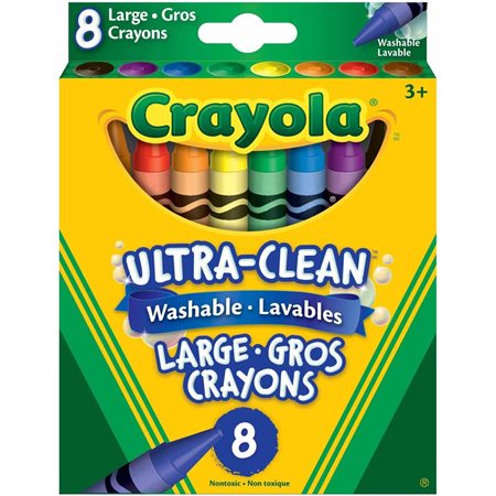 Crayola® Ultra-Clean™, Washable Crayons, Large Size, 8 Colours