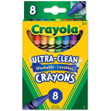 Crayola® Ultra-Clean™, Washable Crayons, Regular Size, 8 Colours