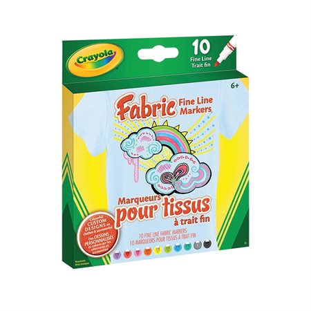 Crayola® Fabric Markers, Fine Line, 10 Colour Set