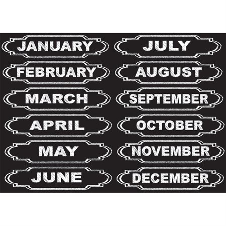 Magnetic Die-Cut Timesavers & Labels, Chalk Look Months of the Year