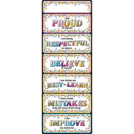 Smart Poly® Clip Chart with Grommett 9" x 24", Confetti Positive Behavior