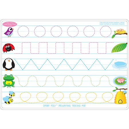 Smart Poly® Learning Mat, 12" x 17", Double-Sided, Prewriting & Shape Tracing