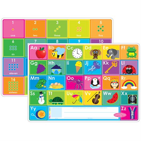 Smart Poly® Learning Mat, 12" x 17", Double-Sided, ABC & Numbers 1-20