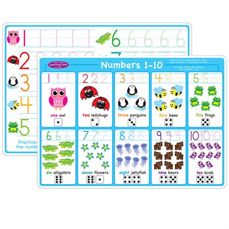 Smart Poly® Learning Mat, 12" x 17", Double-Sided, Numbers 1-10