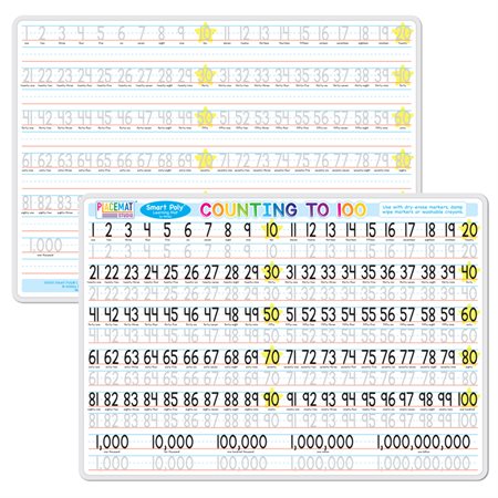 Counting 1-100 Smart Poly Double-Sided Learning Mat, 12" x 17"