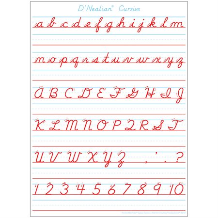 D'Nealian Cursive Handwriting, Space Savers, PosterMat Pals®, 13" x 9.5" Smart Poly®, Single Sided