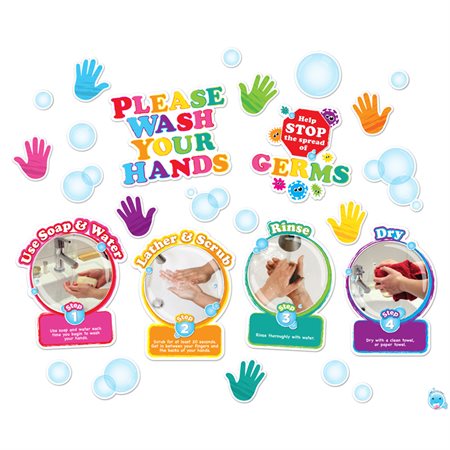 Smart Poly®, Mini Bulletin Board Set, Healthy Bubbles Washing Your Hands Set, 28 pieces