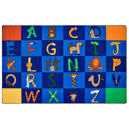 A to Z Animals! Rug, 7'6" x 12' Rectangle, Primary Colors