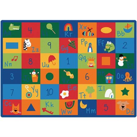 Learning Blocks Carpet, 4'5" x 5'10" Rectangle, Primary Colors