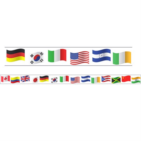 Borders / Trims, Magnetic, Rectangle Cut, 1.5" x 24", World Flags Theme, 12 / Bag