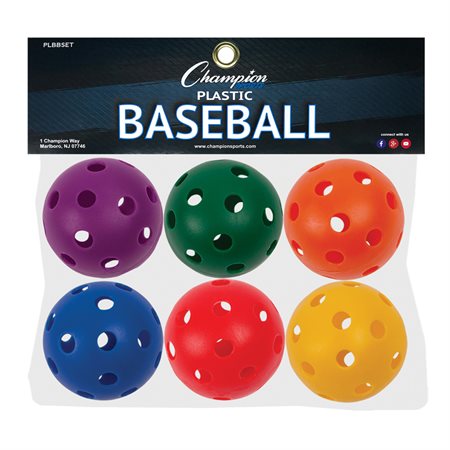 Plastic Balls, Baseball size, Set of 6