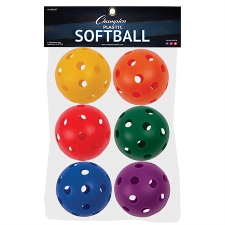 Plastic Balls, Softball size, Set of 6