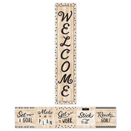 Black, White, and Wood Welcome Banner