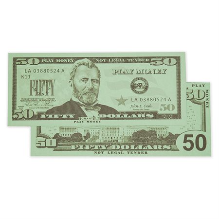 Play Money, $50 Bills, Set of 50