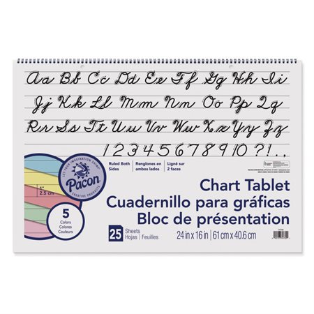 Colored Paper Chart Tablet, 24" x 16", 1" ruled