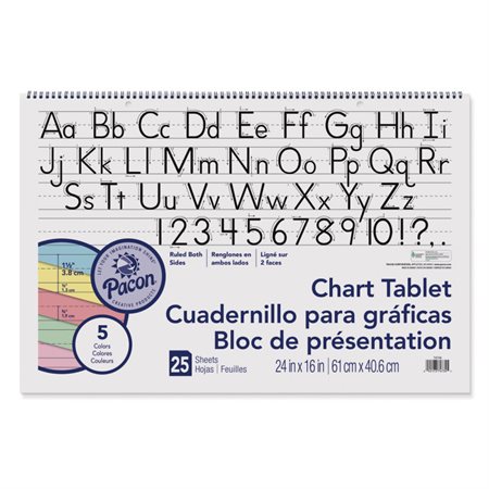 Colored Paper Chart Tablet, 24" x 16", 1 1 / 2" ruled