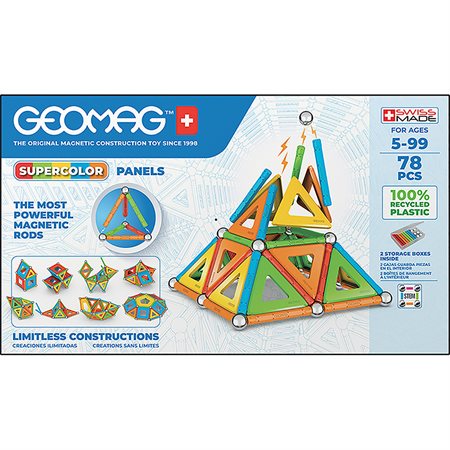 Geomag™ Green Line Panels, Supercolors, 78 pieces