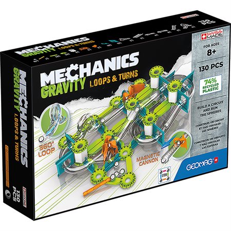Geomag™ Mechanics Gravity  Loops & Turns Recycled, 130 pieces