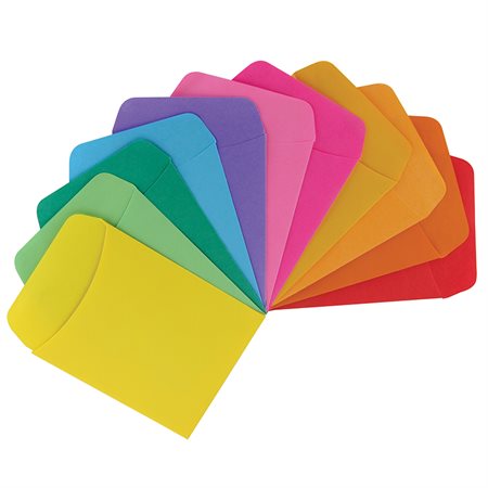 Bright Library Pockets 30 /  3 ea of primary colors: Red, Blue, Green, Yellow & Orange 3.5"x5"