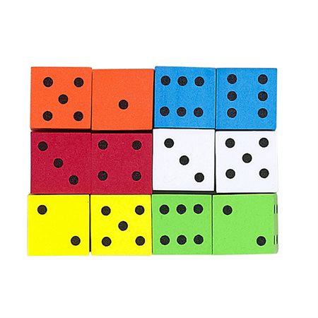 Assorted Color Spot 16 mm Foam Dice, Pack of 12