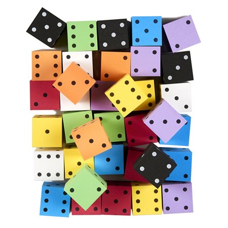 2" Foam Spot Dice, Assorted Colors, Bag of 36