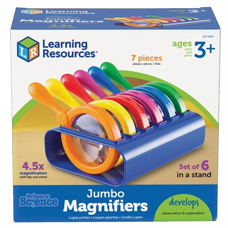 Primary Science Jumbo Magnifiers with Stand, Set of 6