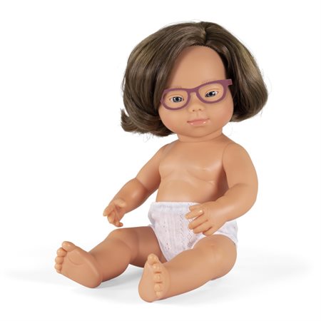 Baby Doll Caucasian Girl With Down Syndrome With Glasses 15'' (Polybag)