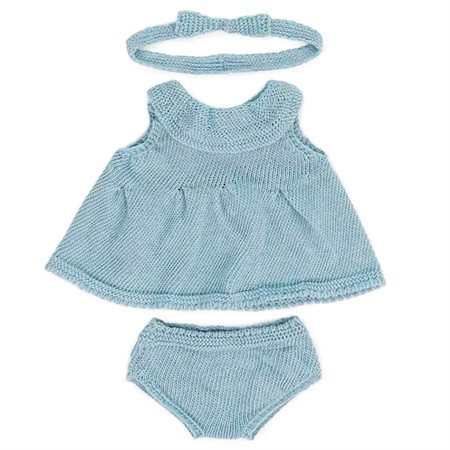 Knitted Doll Outfit 15", Dress & Headband