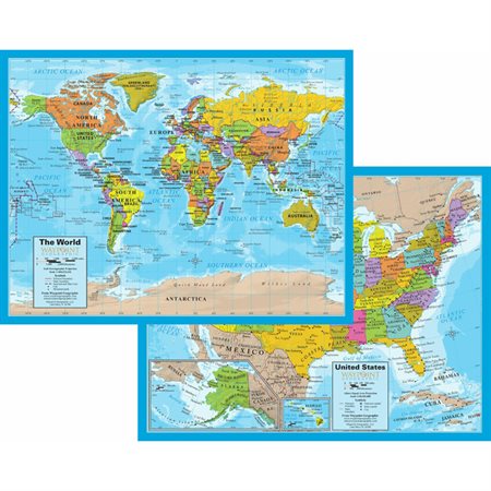 Waypoint Geographic World / USA Laminated Notebook Maps, 12 count