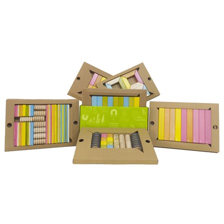 Tegu Blocks Classroom Kit in Tints, 130-piece Set